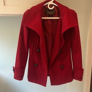 Babaton Red Wool and Cashmere Pea Coat